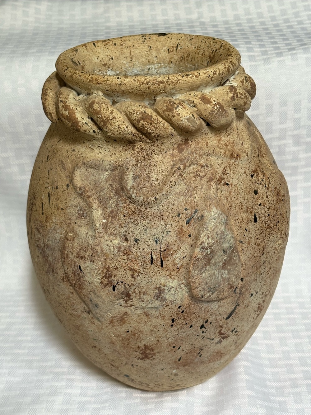 Rustic Tan Rope-Top Ceramic Vase - Home Art